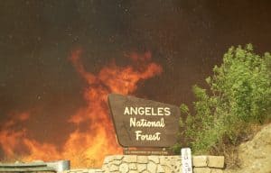 fire burning at Angeles national Forest
